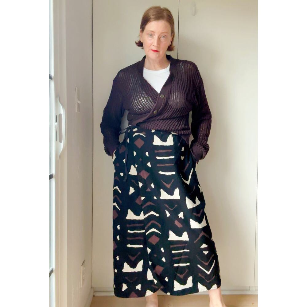 VTG 90s Cotton Wrap Skirt Women’s Size Large Abstract Print Boho Artwear India